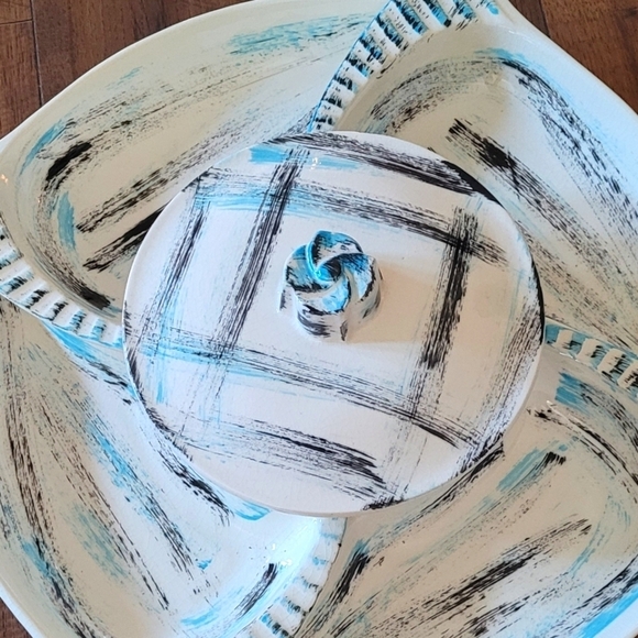 Vintage MCM Atomic California Pottery Dip and Chip Set - Picture 3 of 4